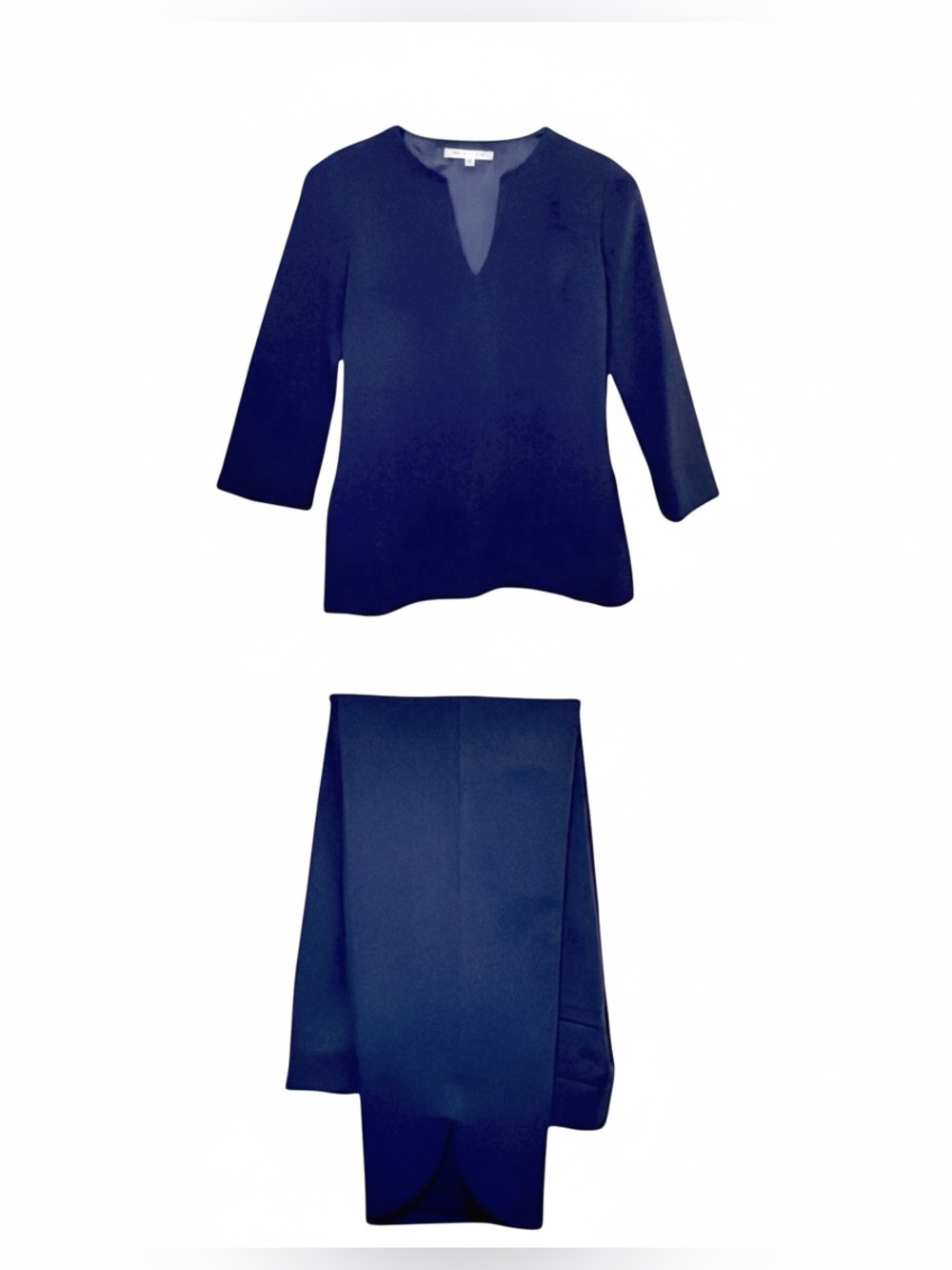 Trina Turk Navy 2-Piece Pants Set | 3/4 Sleeve Top + Tailored Pants | 6 | NWT